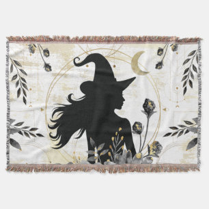 Modern contemporary Halloween witch 3 Throw Blanket