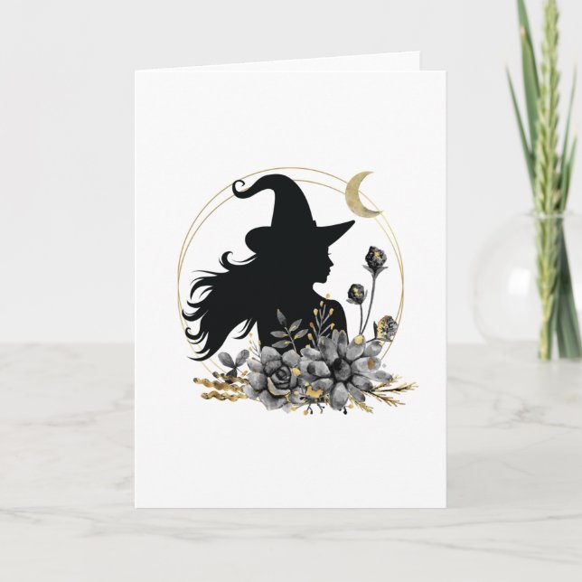 Modern contemporary Halloween witch Card (Front)