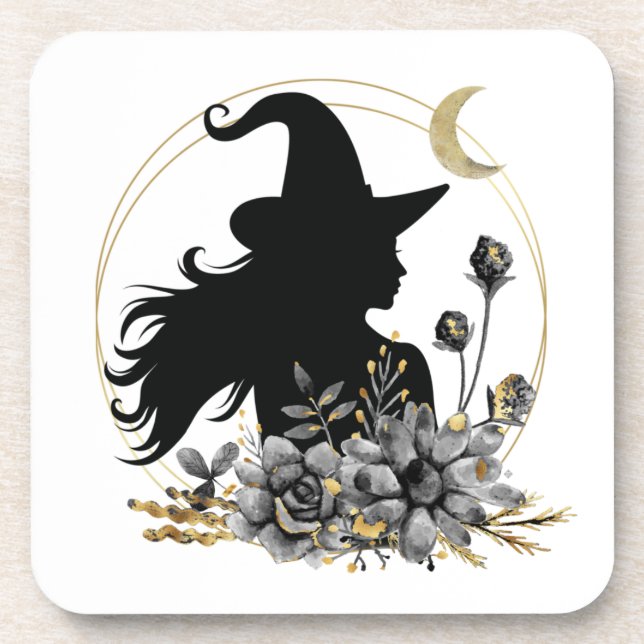 Modern contemporary Halloween witch Coaster (Front)