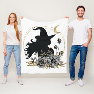 Modern contemporary Halloween witch Fleece Blanket
