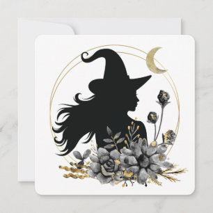Modern contemporary Halloween witch Invitation