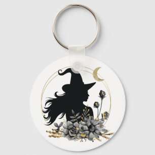 Modern contemporary Halloween witch Key Ring