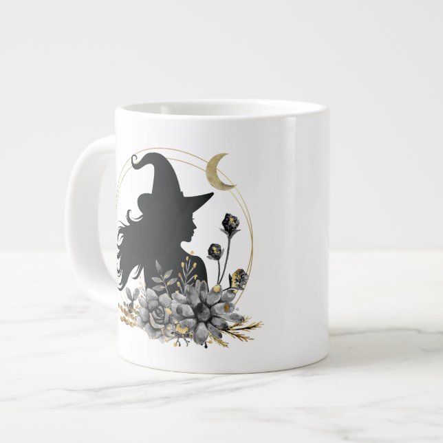 Modern contemporary Halloween witch Large Coffee Mug (Front Left)