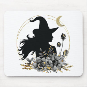 Modern contemporary Halloween witch Mouse Mat