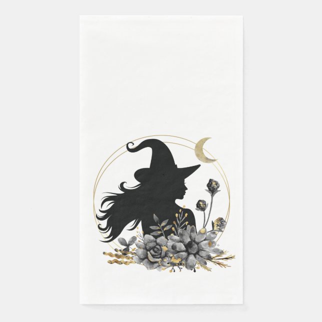 Modern contemporary Halloween witch Napkin (Front)