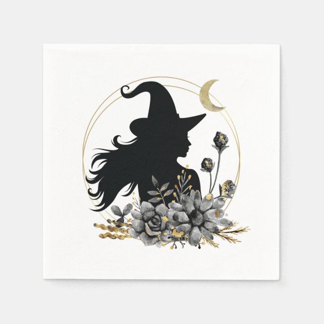 Modern contemporary Halloween witch Napkin (Front)