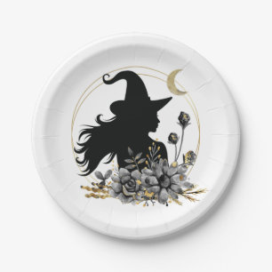 Modern contemporary Halloween witch Paper Plate