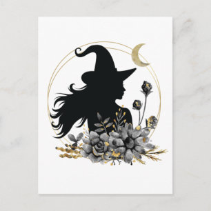 Modern contemporary Halloween witch Postcard
