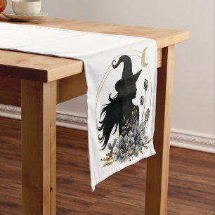 Modern contemporary Halloween witch Short Table Runner