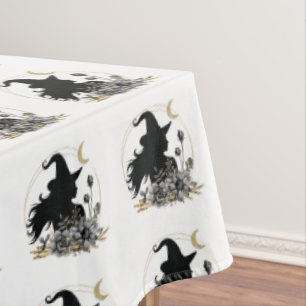 Modern contemporary Halloween witch Tablecloth