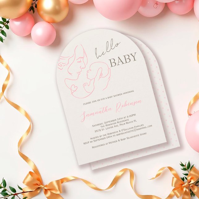 Modern Contemporary Hello Baby Girl Baby Shower Invitation (Creator Uploaded)