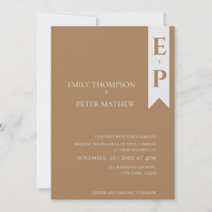 Modern Contemporary Minimalist Monogram Wedding Invitation