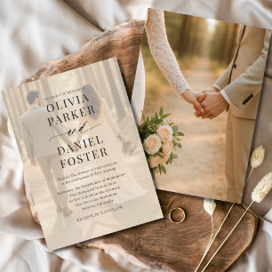 Modern Contemporary Photo Overlay Wedding Invitation