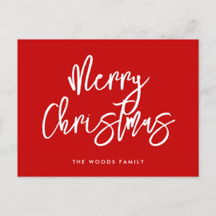 Modern Contemporary Red Merry Christmas Holiday Postcard