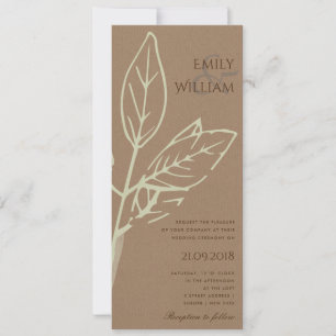 MODERN CONTEMPORARY RUST KRAFT LEAVES WEDDING INVITATION