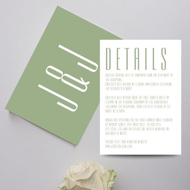 Modern Contemporary Sage Green White Wedding Enclosure Card (Creator Uploaded)
