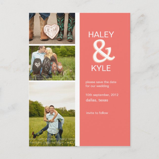 Modern Contemporary Save the Date Photo Postcard (Front)