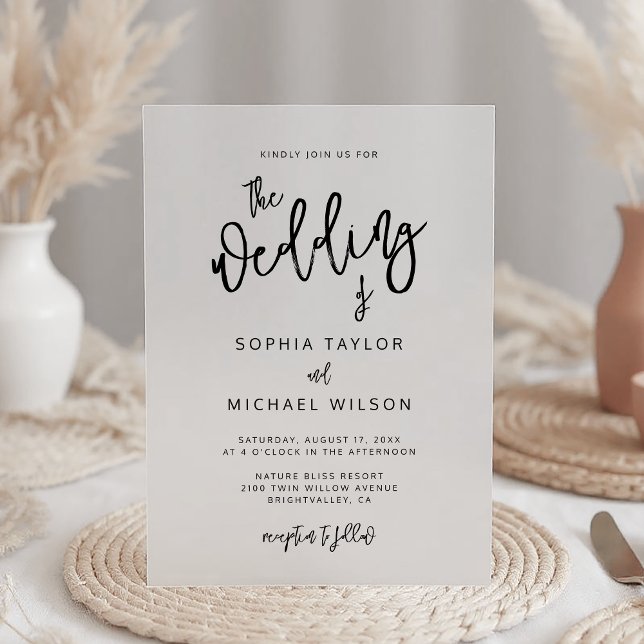 Modern Contemporary Script Black Wedding Acrylic Invitations (Creator Uploaded)