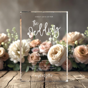 Modern Contemporary Script White Wedding Acrylic Invitations