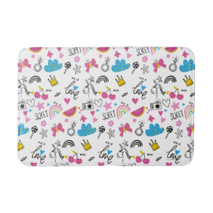 Modern Contemporary Unicorn Rainbow Pretty Pattern Bath Mat