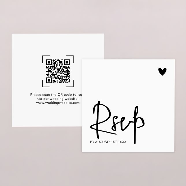 Modern Contemporary Wedding QR Code Online RSVP Card (Creator Uploaded)