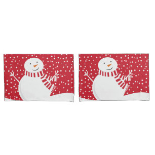 modern contemporary winter snowman pillowcase