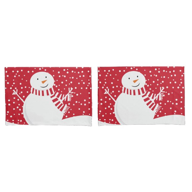 modern contemporary winter snowman pillowcase (Front-Set)