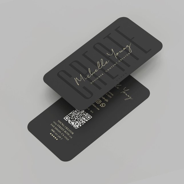 Modern Content Creator Black Gold Graphic Designer Business Card (Modern Content Creator Black Gold Graphic Designer Business Card
)