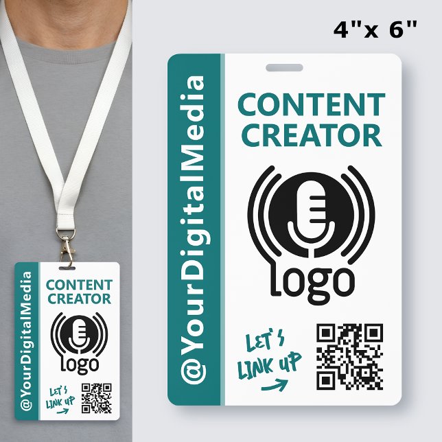Modern Content Creator Networking ID Teal Pass Badge (Creator Uploaded)