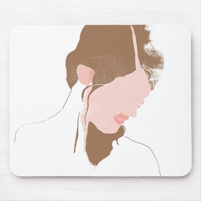 Modern Contour Portrait Mouse Mat (Front)