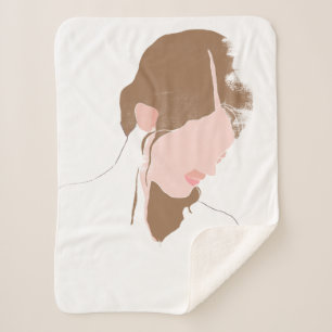 Modern Contour Portrait Sherpa Blanket