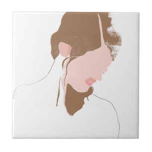 Modern Contour Portrait Tile