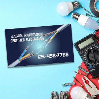 Modern Contractor Electrical Service Electrician Business Card