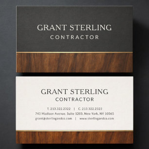 Modern Contractor Wood Professional Business Card