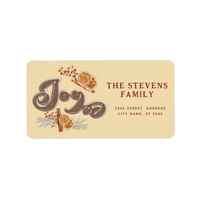 Modern cookie script joy cinnamon orange label (Front)