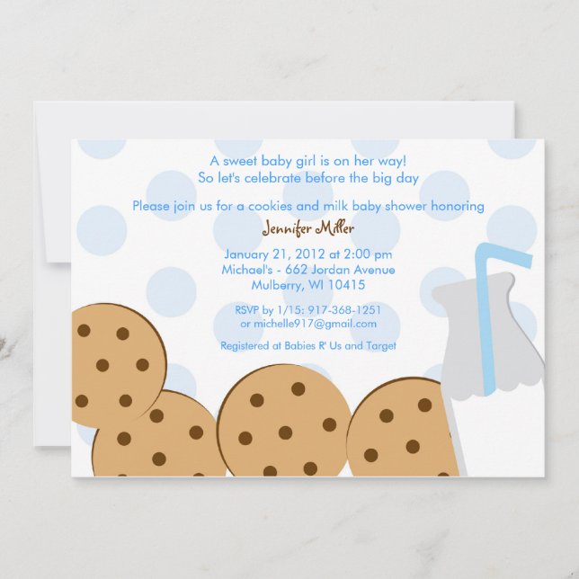 Modern Cookies and Milk Baby Shower Invitations (Front)