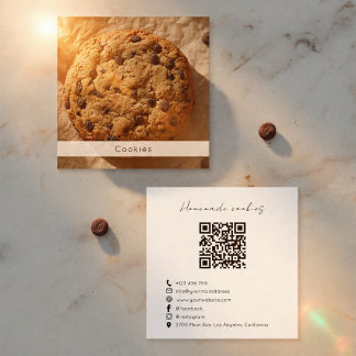 Modern Cookies Bakery Business Card with QR Code