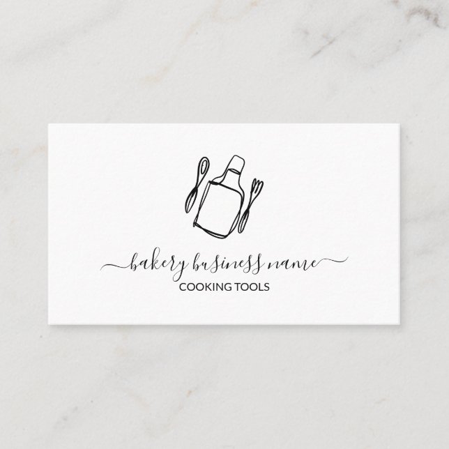 Modern Cooking Bakery Homemade Food Recipes Business Card (Front)