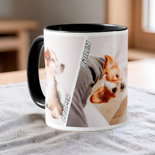 Modern Cool 3 Photo Names Collage Multi Pet Owner Mug