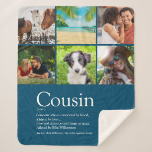 Modern Cool 6 Photo Collage Blue Cousin  Sherpa Blanket