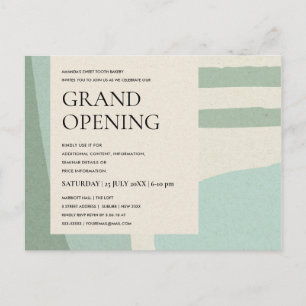 MODERN COOL ABSTRACT ART AQUA BLUE GRAND OPENING ANNOUNCEMENT POSTCARD