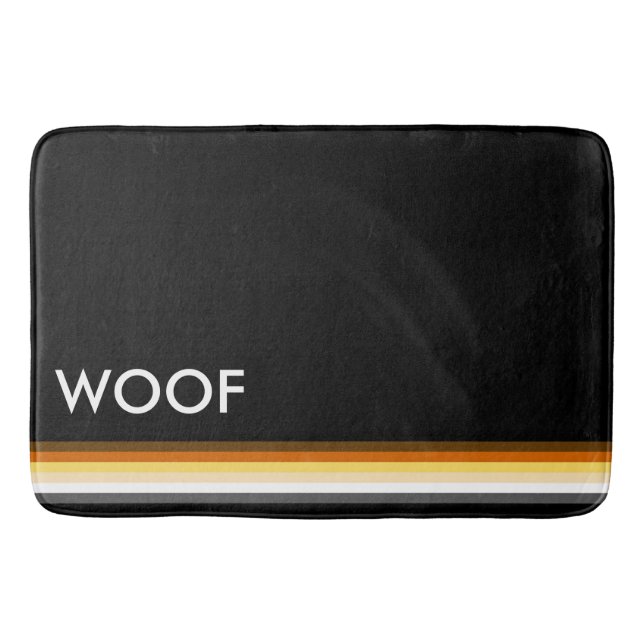 Modern Cool and Elegant Gay Bear Pride Flag WOOF Bath Mat (Front)