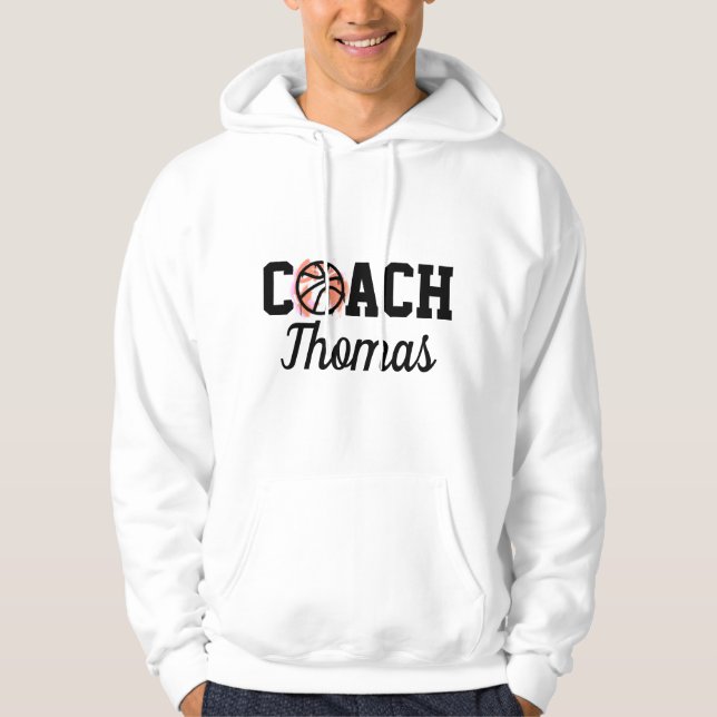 Modern Cool Basketball Coach Ball Graffiti & Name Hoodie (Front)
