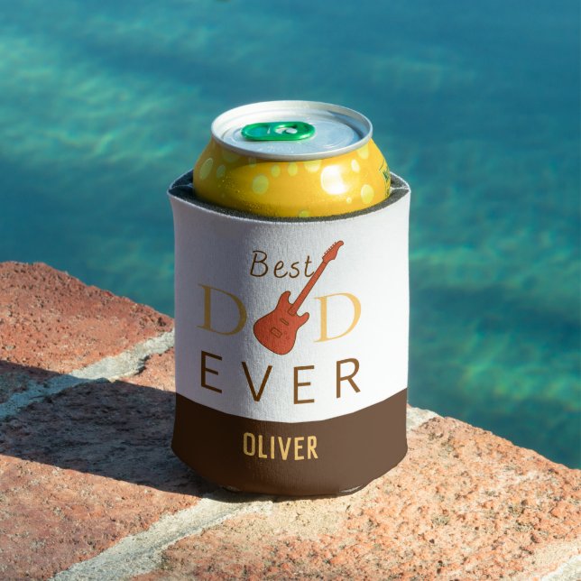 Modern Cool Best Dad Ever Music Guitar Fathers Day Can Cooler (In Situ Pool)