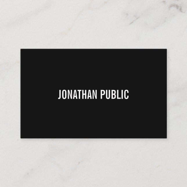 Modern Cool Black White Plain Professional Luxe Business Card (Front)