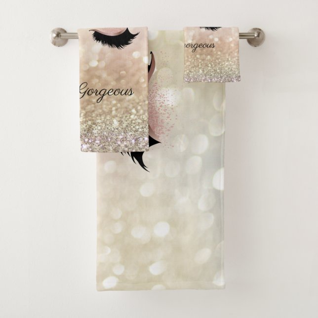 Modern Cool Bokeh,Faux Lashes Bath Towel Set (Insitu)