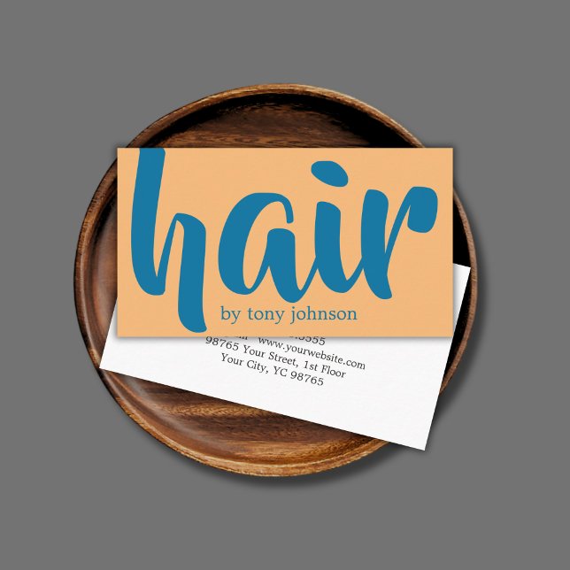 Modern Cool Bold Blue Orange Hair Business Card (Creator Uploaded)
