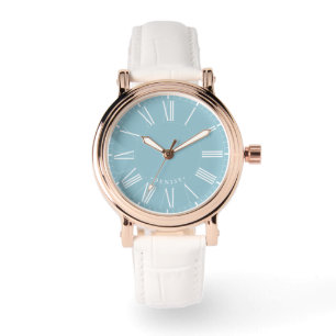 Modern Cool Chic Stylish Roman Numerals Cerulean Watch