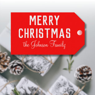 Modern Cool Classic Red Christmas Gift Tags