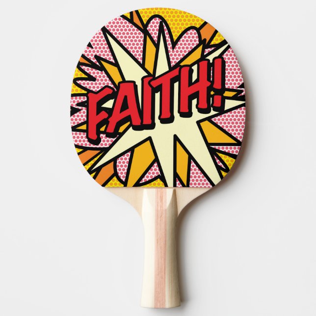 Modern Cool Comic Book Pop Art FAITH Ping Pong Paddle (Front)